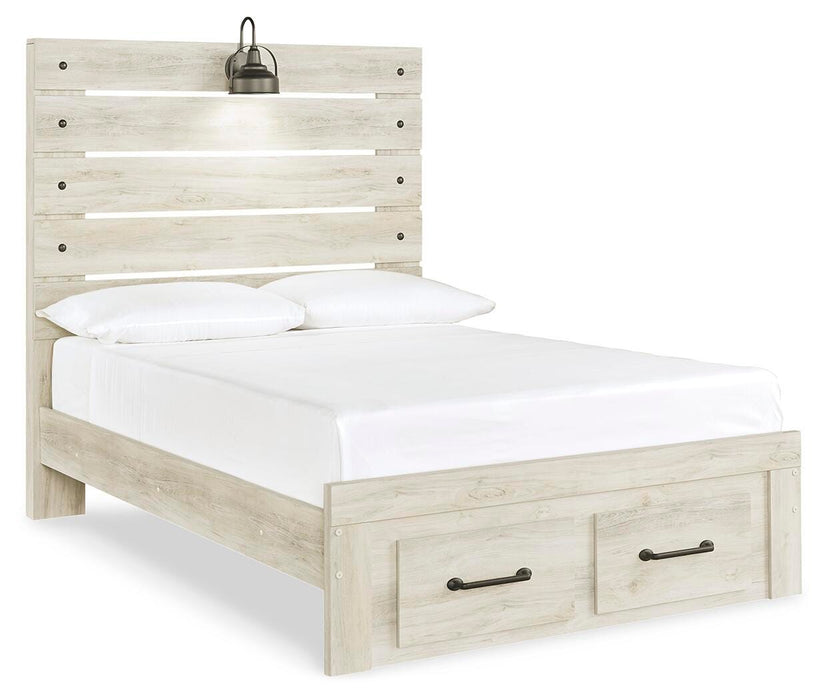 Cambeck Whitewash Cambeck Full Panel Bed with 2 Storage Drawers