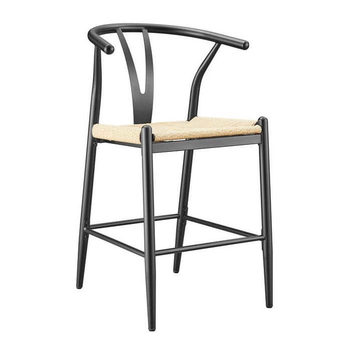 Better Homes & Gardens Springwood Wishbone Metal Counter Bar Stool, 4 Pack, Black Color for Indoor - open_box