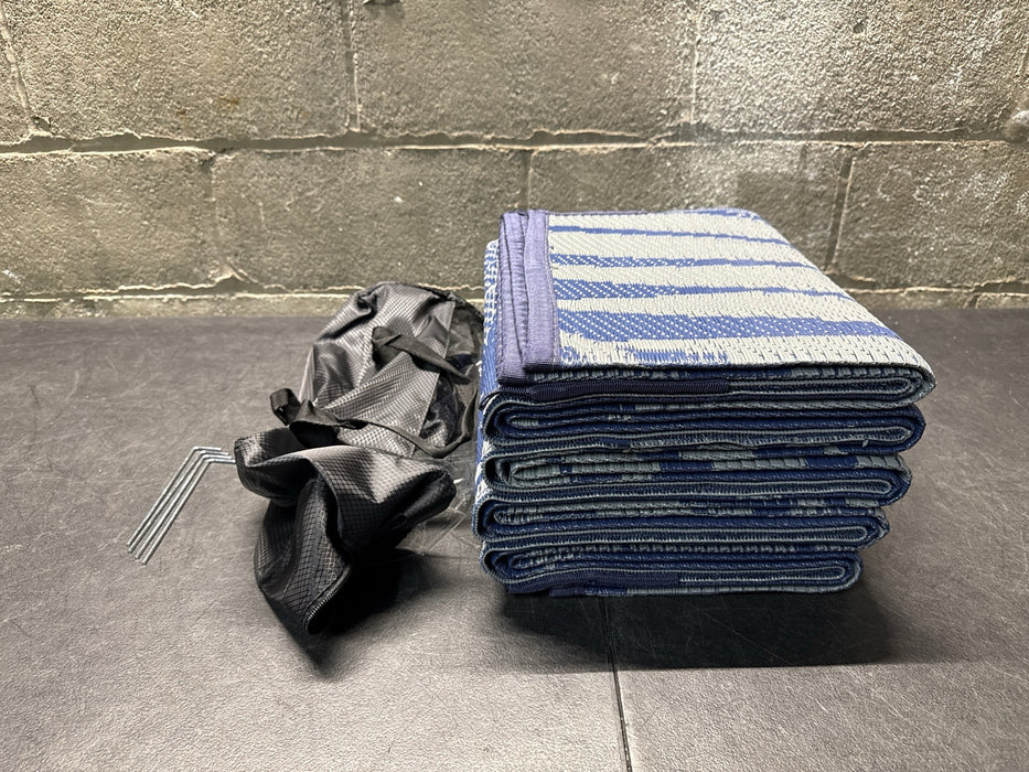 DEORAB 6'x9' Outdoor Rugs Patio Waterproof Outside Mat Reversible Plastic Camping Carpet,Blue & Grey - new