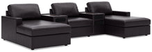 Signature Design Black 5-Piece Double Chaise Sectional with Audio Consoles