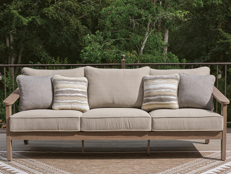 Francis Beach Natural/Gray Sofa with Cushion