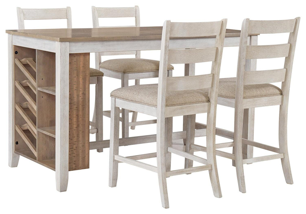 Skempton White/Light Brown Skempton Counter Height Dining Table and 4 Barstools
