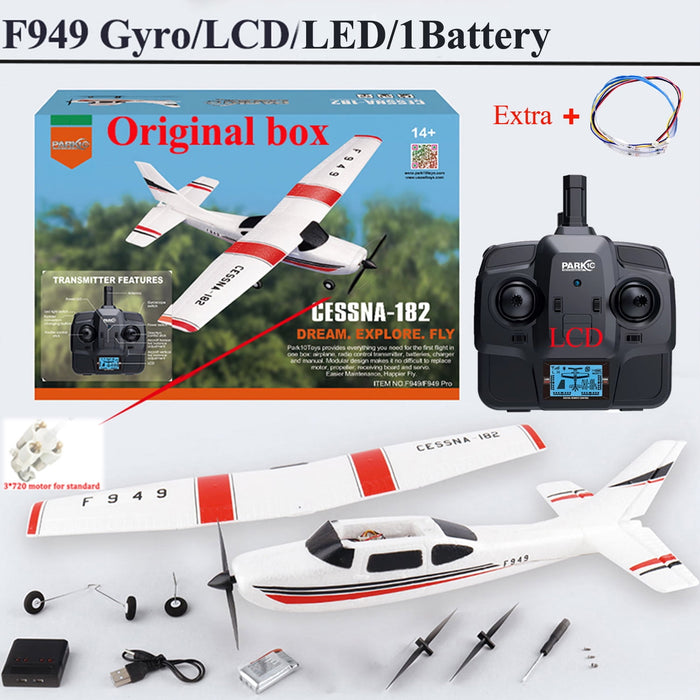 WLtoys 2.4G F949 LCD Version RC Airplane Cessna 182 3D6G 3Ch Fixed Wing Plane Outdoor Drone RTF With Gyroscope And Night - new