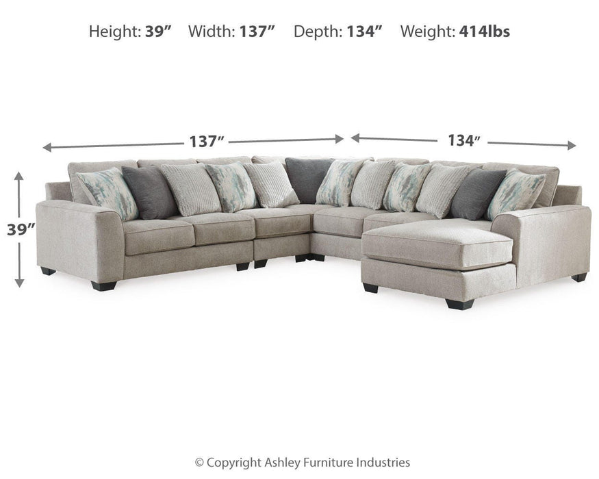 Ardsley Pewter Ardsley 5-Piece Sectional with Chaise