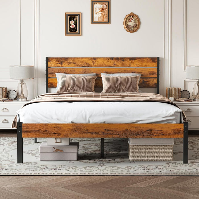 Gianna Twin Size Metal Platform Bed Frame with Headboard and and Footboard, No Box Spring Needed - new