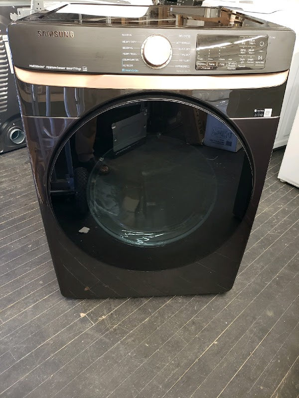 Samsung - 7.5 Cu. Ft. Stackable Smart Electric Dryer with Steam and Sensor Dry - Brushed Black - display_model