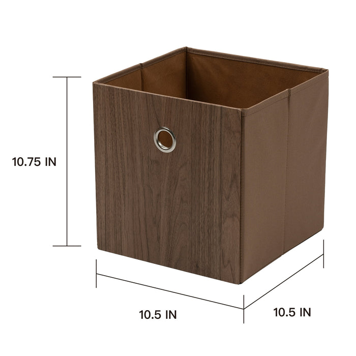 Mainstays Collapsible Fabric Cube Storage Bins (10.5" x 10.5"), 2 Pack, Natural Wood - new