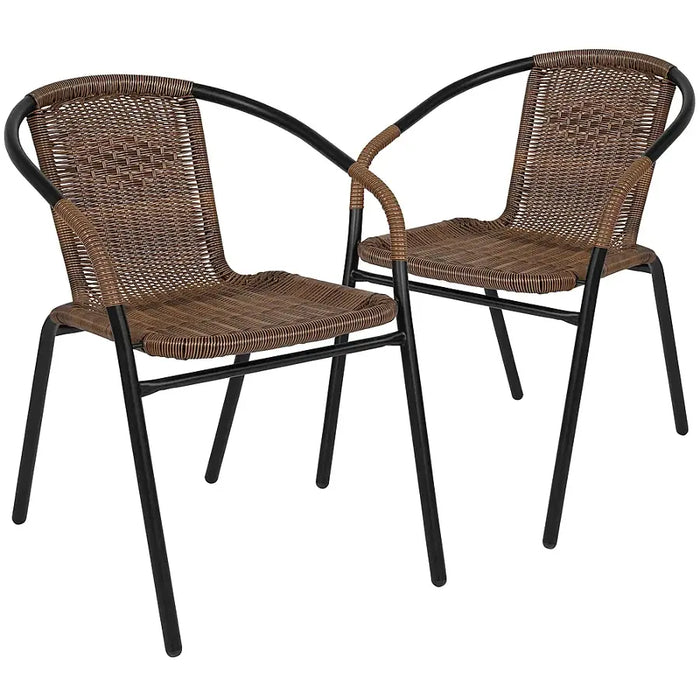 Alamont Home - Lila Patio Chair (set of 2) - Medium Brown - open_box