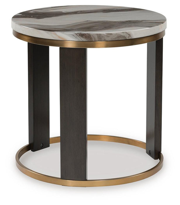 Jazmore Brown/Brass Finish Round End Table