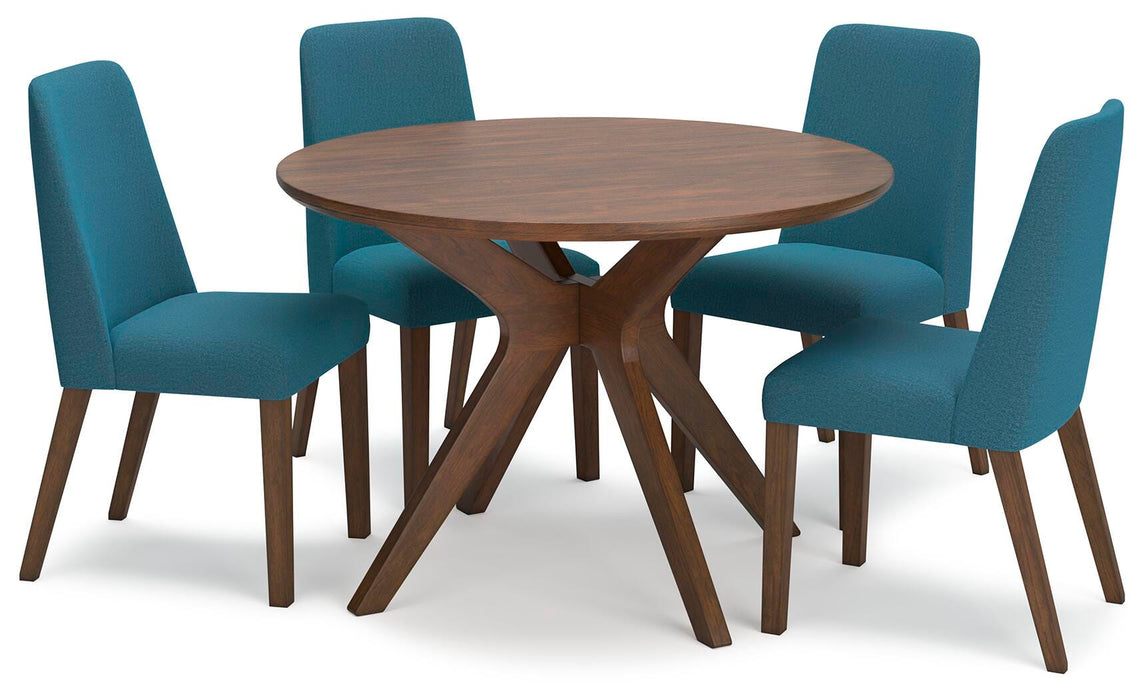 Lyncott Blue/Brown Lyncott Dining Table and 4 Chairs