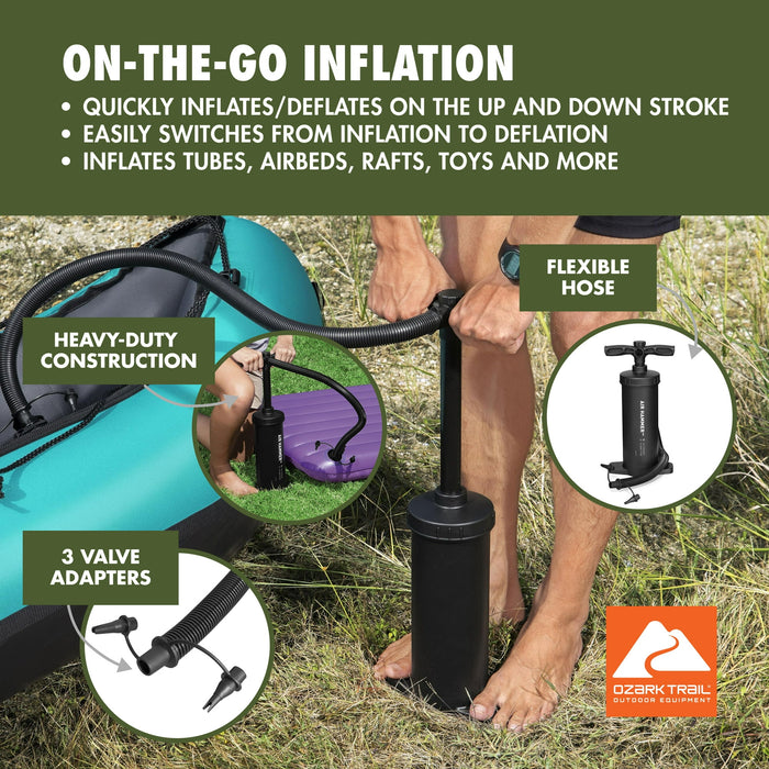Ozark Trail 14.5" Manual Air Pump, Black - use_like_new