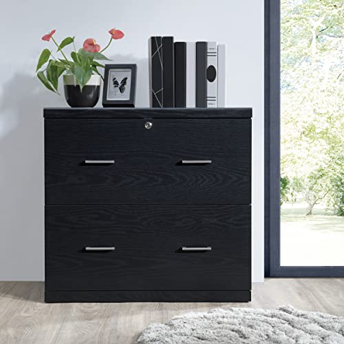 OSP Home Furnishings Alpine 2-Drawer File Cabinet with Lockdowel Fastening System, Lateral, Black - new