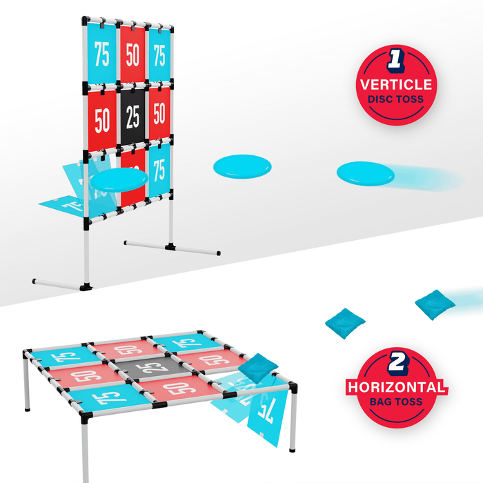 2-in-1 Target Toss, Outdoor Disc & Beanbag Game, Plastic Breakaway Target, for Ages 3 and up, by MinnARK - new