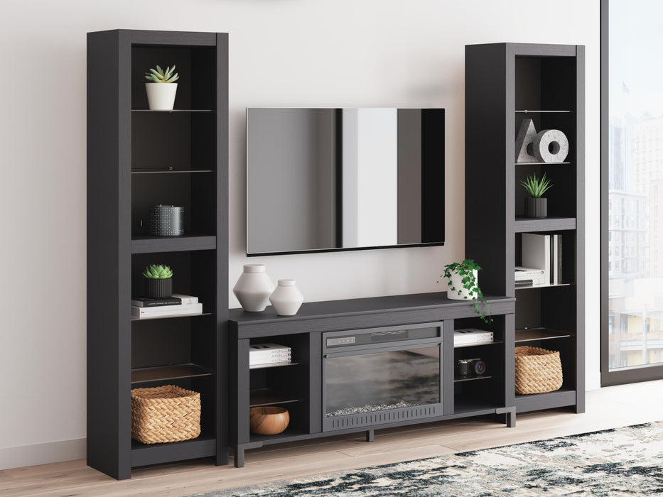 Cayberry Black Cayberry 3-Piece Entertainment Center with Electric Fireplace