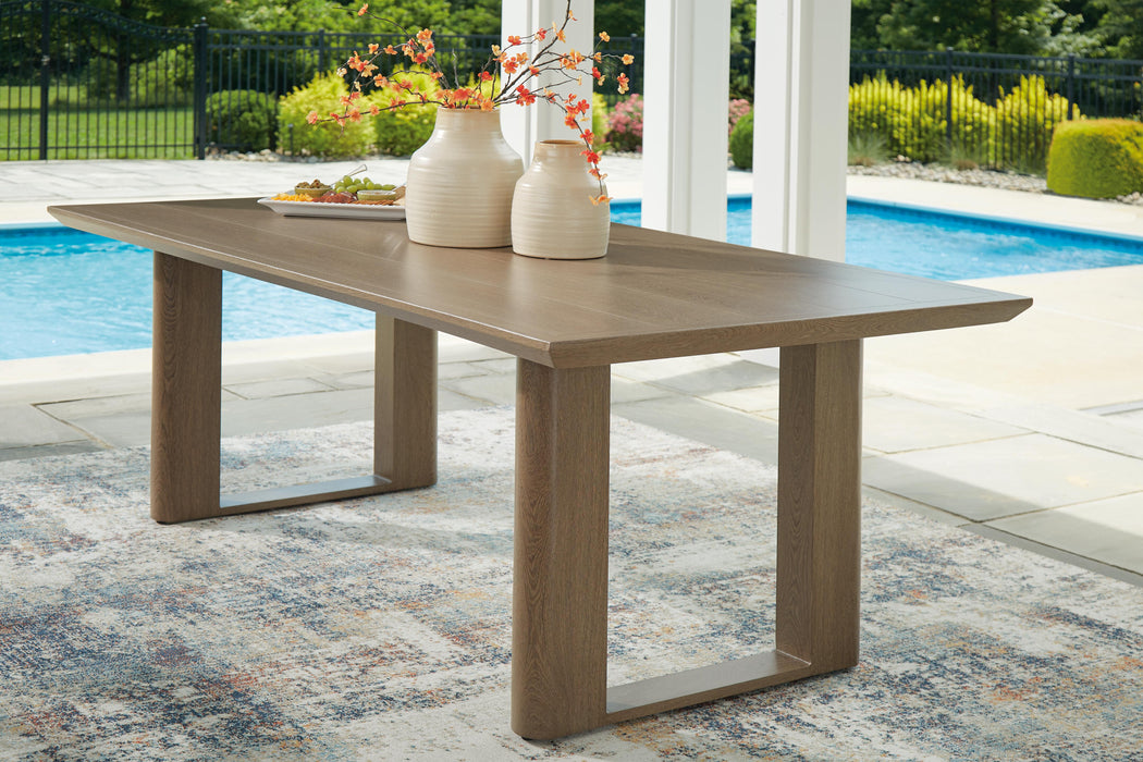 Serene Bay Dark Brown RECT Dining Table w/UMB OPT