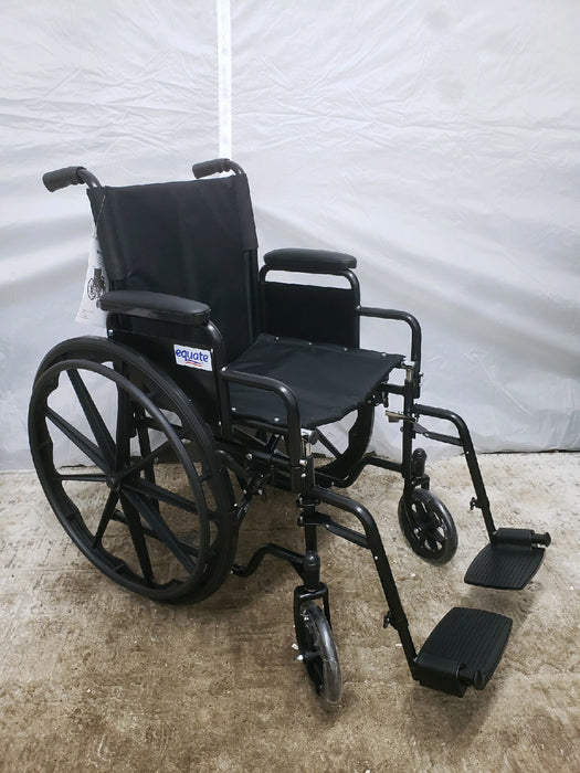 Equate Lightweight Foldable Steel Wheelchair with 18" Seat and Swing-Away Footrests, 350 lb Capacity - new