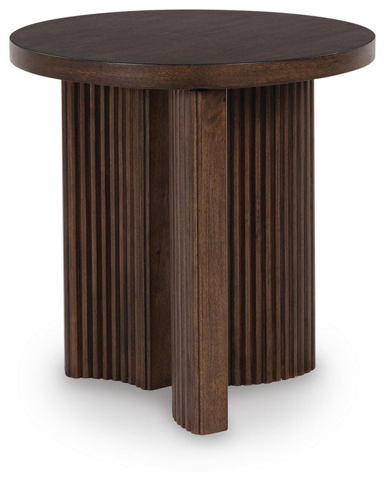 Korestone Dark Brown Round End Table
