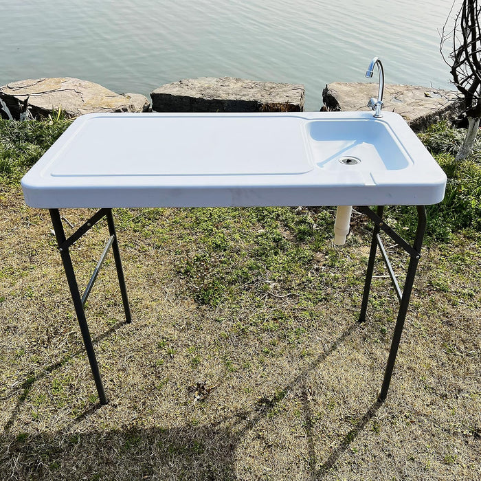 Portable Fish Cleaning Table with Sink and Faucet for Camping, Fishing, Tailgating - Large Work Surface, Food Grade HDPE, Collapsable for Easy Storage - new