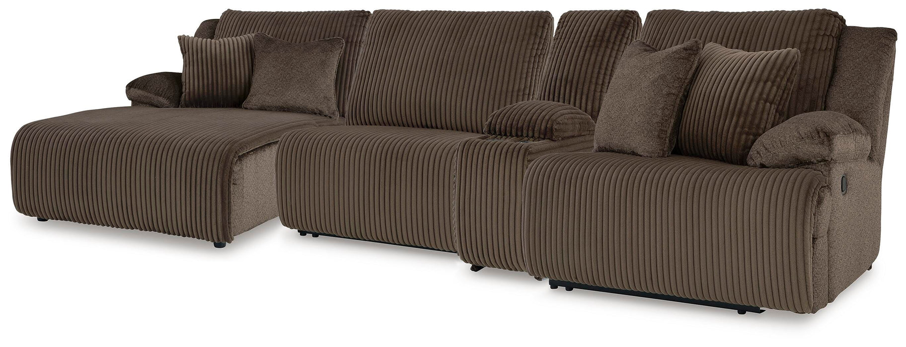 Top Tier Chocolate Top Tier 4-Piece Reclining Sectional with Chaise