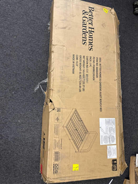 Better Homes & Gardens Juliet Queen Boucle Platform Bed, Ivory - new