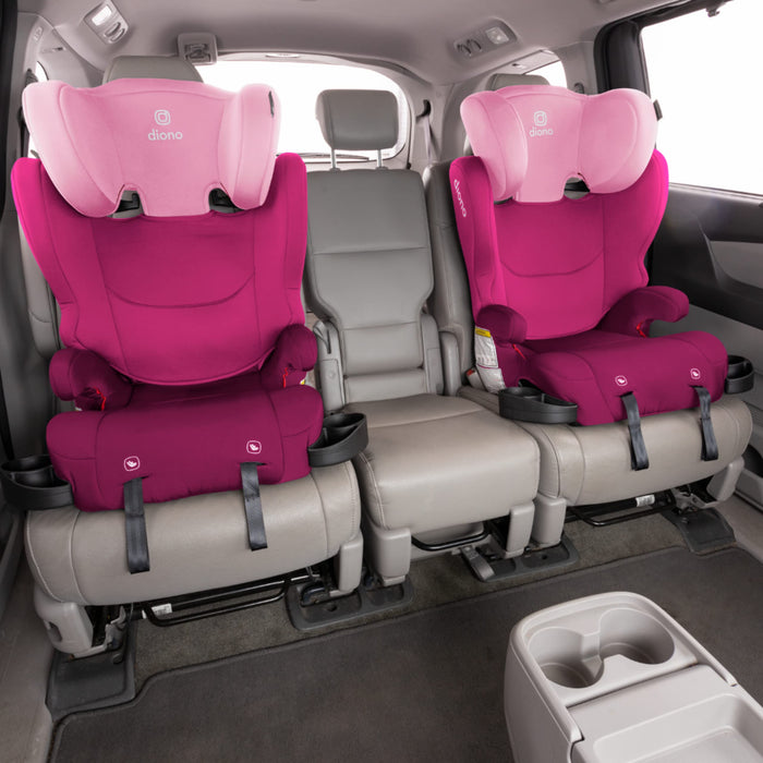 Diono Cambria 2 XL, Dual Latch Connectors, 2-in-1 Belt Positioning Booster Seat, High-Back to Backless Booster, Space and Room to Grow, 7 Headrest Positions, 8 Years 1 Booster Seat, Pink - n