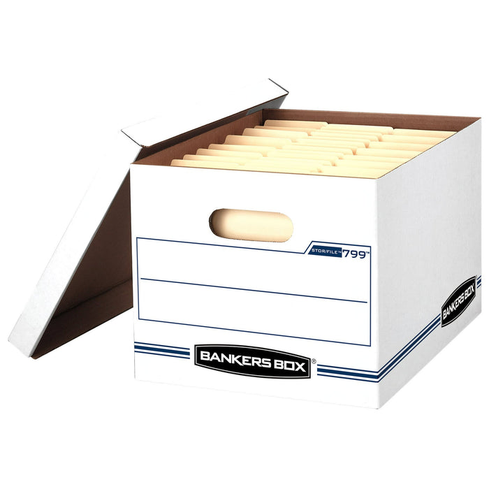 Bankers Box Basic Duty Letter/Legal File Storage Box with Lids, 10 Pack, White Corrugate Cardboard - new