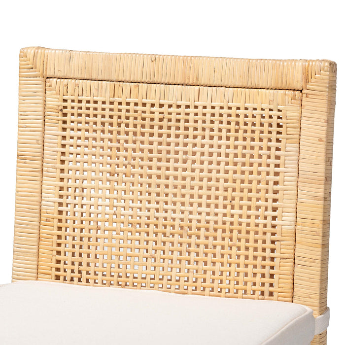 bali & pari Sofia Rattan and Mahogany wood BOHO Counter Stool, Natural - new