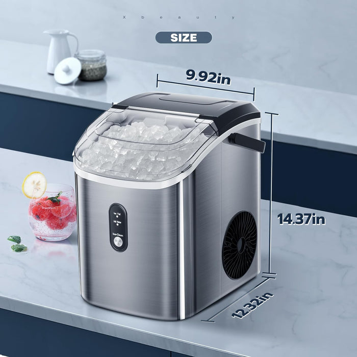 Xbeauty Nugget Ice Maker-Nugget Ice Maker Countertop Up to 35lbs of Ice a Day with Self-Cleaning,Removable Ice Basket&Scoop for Home/Kitchen/Office/Party - new