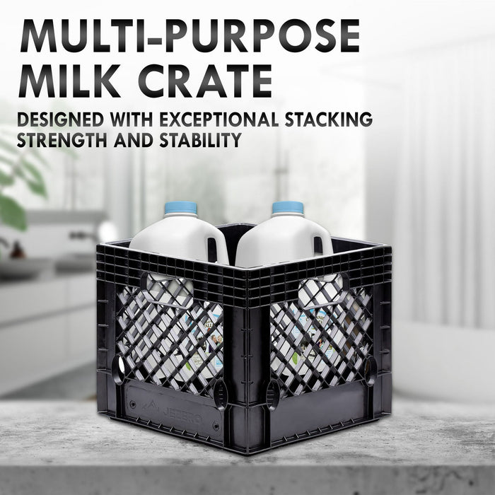 Juggernaut Storage 16QT Heavy-Duty Plastic Square Milk Crate Black - new