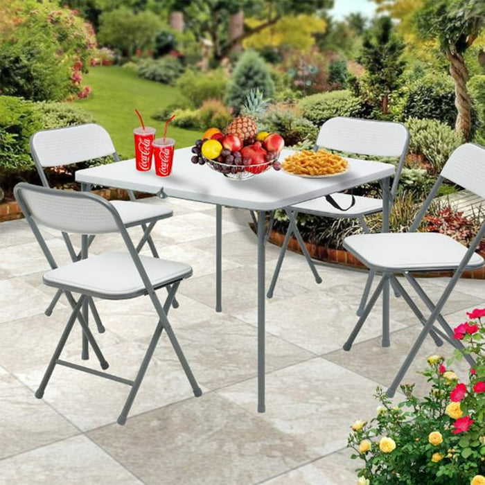 Mainstays 34" Square Resin Fold-in-Half Table, White - new