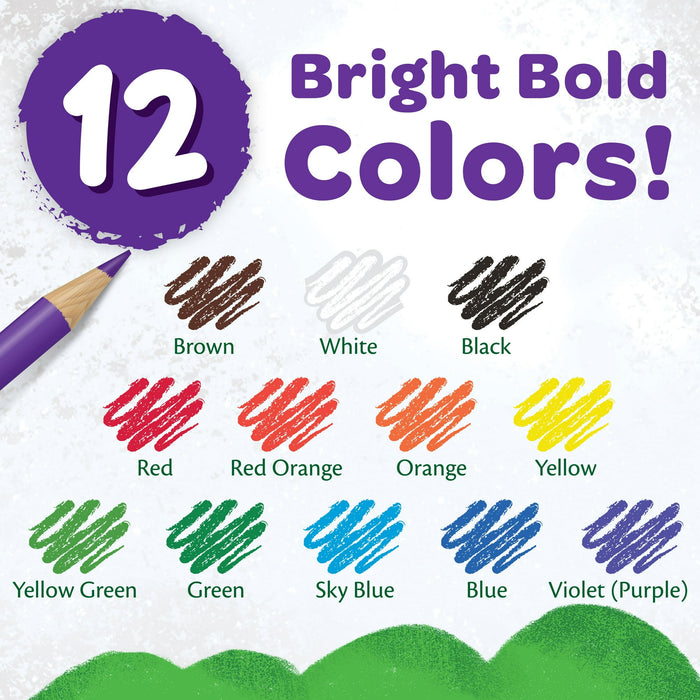 Crayola Colored Pencil Set, 12 Ct, Back to School Supplies for Kids, Classroom Supplies, Teacher Gift - new