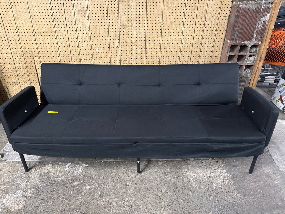 BSHTI 74.8” Futon Sofa Bed,Black Polyester Upholstered,Twin Size Convertible Sofa,5 Adjustable Positions Backrest for Living Room,Office,Small Apartment - open_box