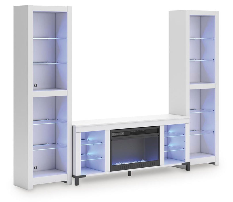 Brollevi White Brollevi 3-Piece Entertainment Center with Fireplace