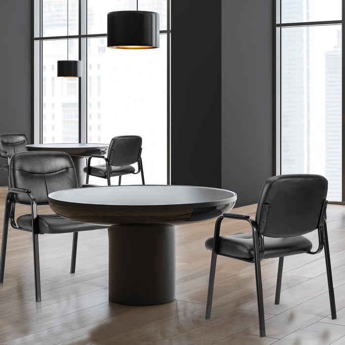 DUMOS Waiting Room Guest Chairs Set of 2 with Padded Arms, Leather Office Stationary Reception Side Chair for Home Desk Conference Lobby Church Medical Clinic Elderly Student, Lumbar Support - new