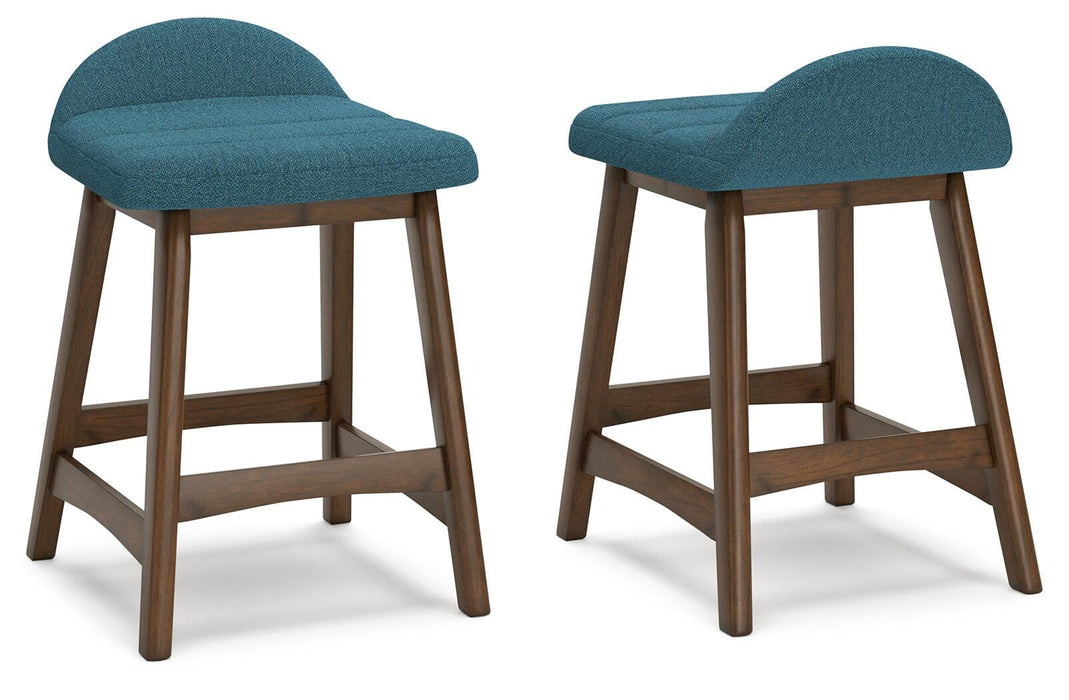 Lyncott Blue/Brown Lyncott Counter Height Bar Stool