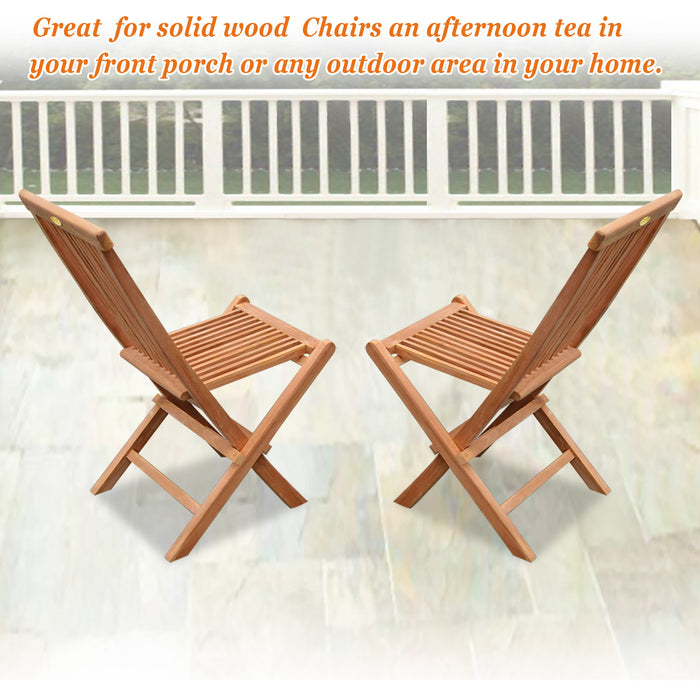 King Teak Golden Teak Wood Folding Chair Outdoor Patio Garden Yard Folding Seat Chair 2 Piece - open_box