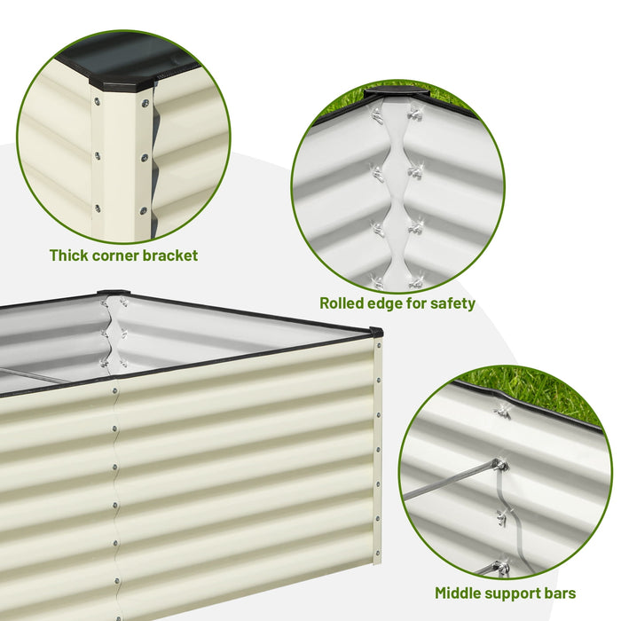 SnugNiture 6x3x2 ft Galvanized Metal Raised Garden Bed, Large Outdoor Planter Box for Vegetables & Flowers, White