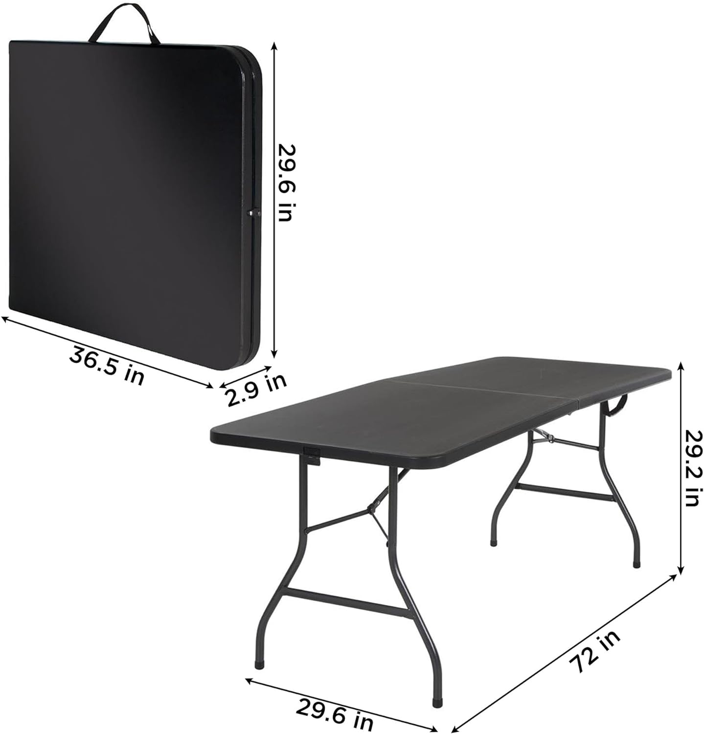 Cosco 6 Foot Centerfold Folding Table, Black - open_box