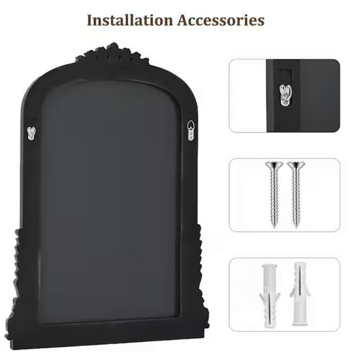 Antique Bronze 28 in. W x 40 in. H Arched Modern Polyurethane Framed with Decoration Antique Vanity Mirror Wall Mirror - new