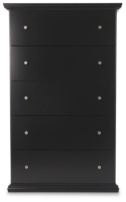 Maribel Black Five Drawer Chest