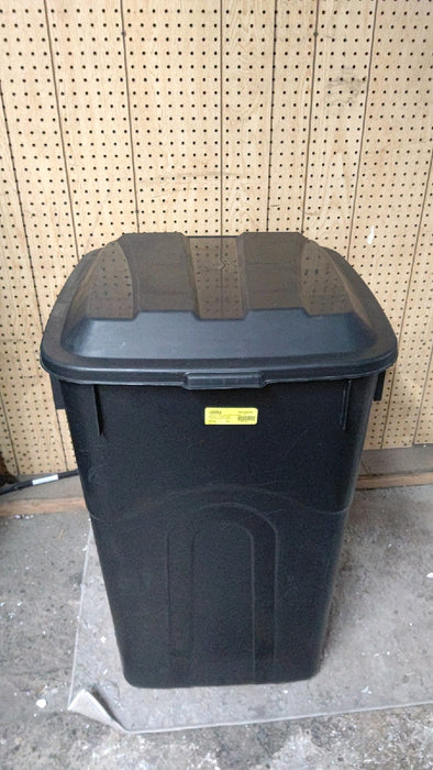 Hyper Tough 45 Gallon Wheeled Heavy Duty Plastic Garbage Can, Attached Lid, Black - new