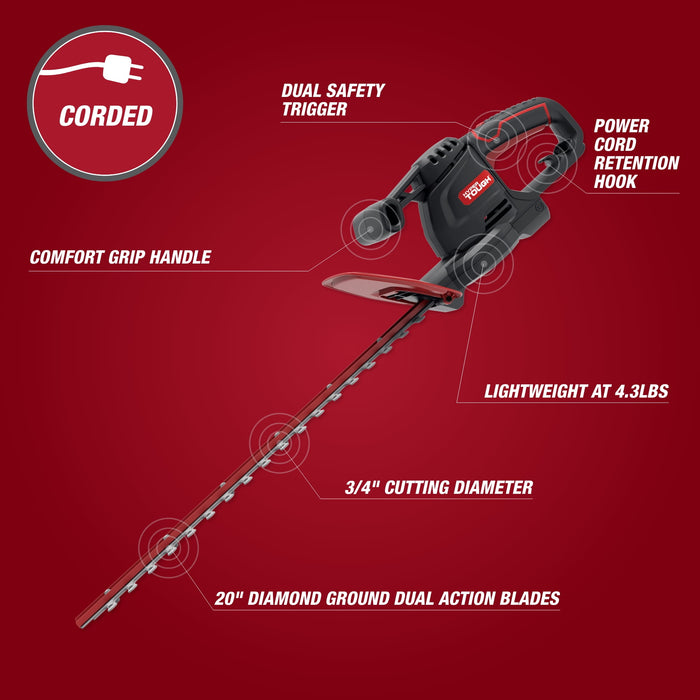Hyper Tough 3.7-Amp 20 in. Corded Electric Hedge Trimmer HT21-401-002-02 [New] - used_good
