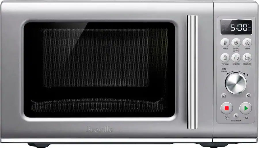 Breville - the Compact Wave Soft Close 0.9 Cu. Ft. Microwave - Silver - use_like_new