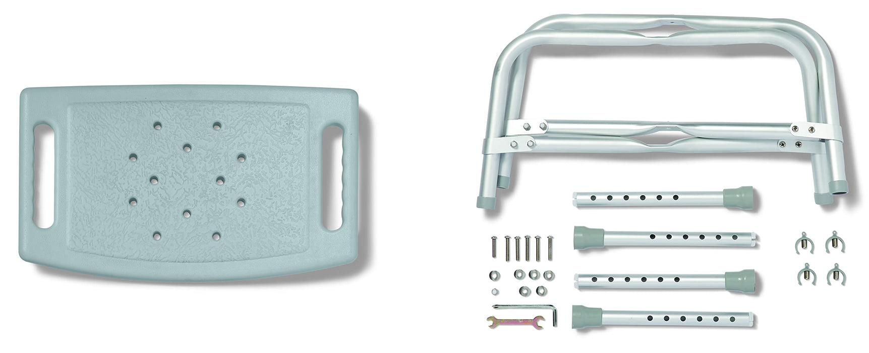 Medline Heavy Duty Shower Chair Bath Bench Without Back, Bariatric Bath Chair Supports Up to 550 Lbs - open_box