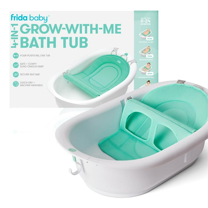 Frida Baby 4 in 1 Grow With Me Baby Bath Tub for Newborn to Toddler, White - new