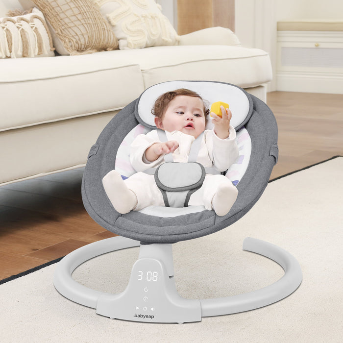 Babyeap Baby Swing for Infants - APP Remote Bluetooth Control, 5 Speed Settings, 10 Lullabies, Gray - new