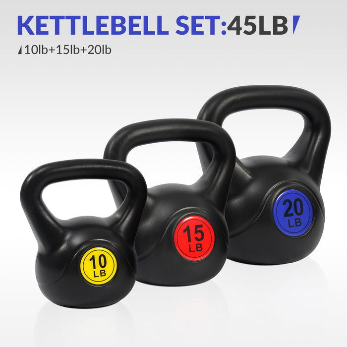 BalanceFrom Wide Grip Kettlebell Exercise Fitness Weight Set, 3-Pieces: 10lb, 15lb and 20lb Kettlebells - new