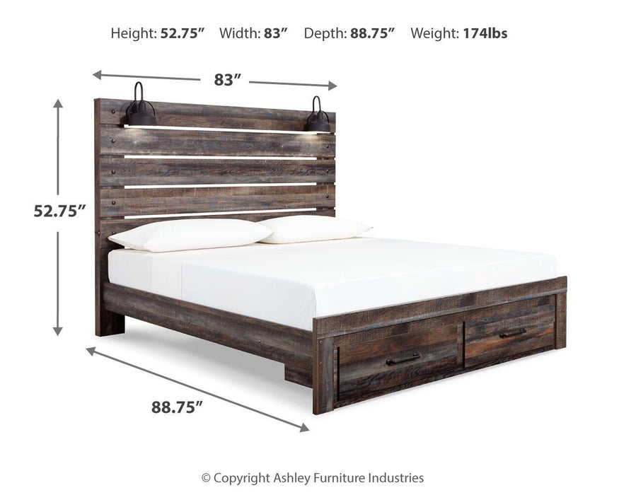 Drystan Multi Drystan King Panel Bed with 2 Storage Drawers