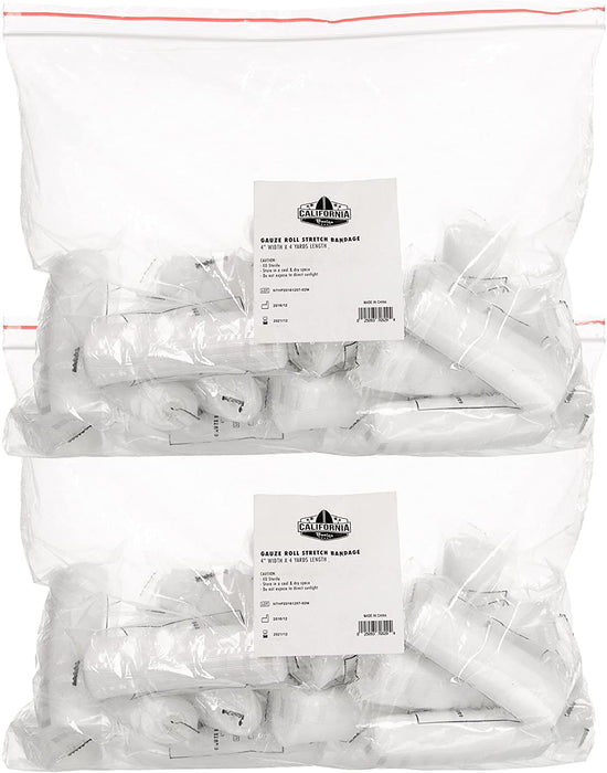 36 Gauze Bandage Rolls with Medical Tape 2 x 4 Yards Stretched Stretch Bandage Roll FDA Approved Medical Grade Sterile First Aid Wound Care Dressing by California Basics - new