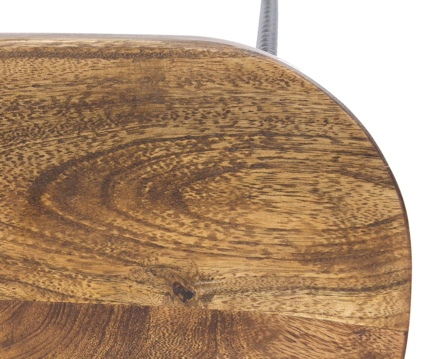 Mango Wood Saddle Seat Bar Stool With Iron Rod Legs - new